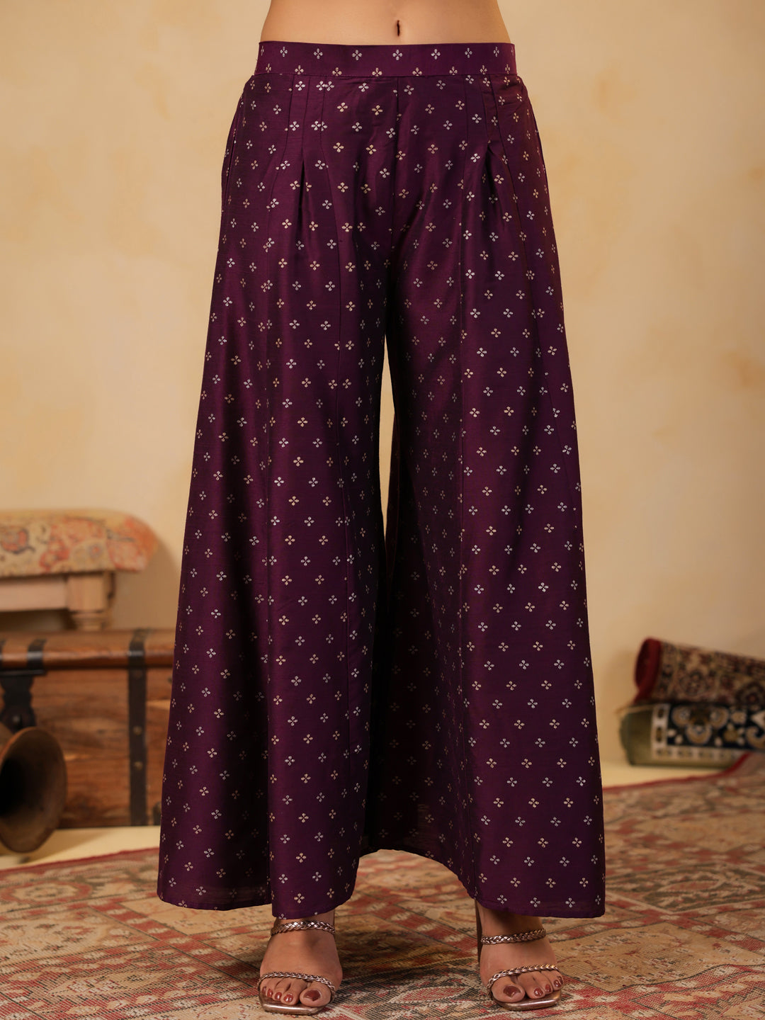 Span Purple Silk Palazzo