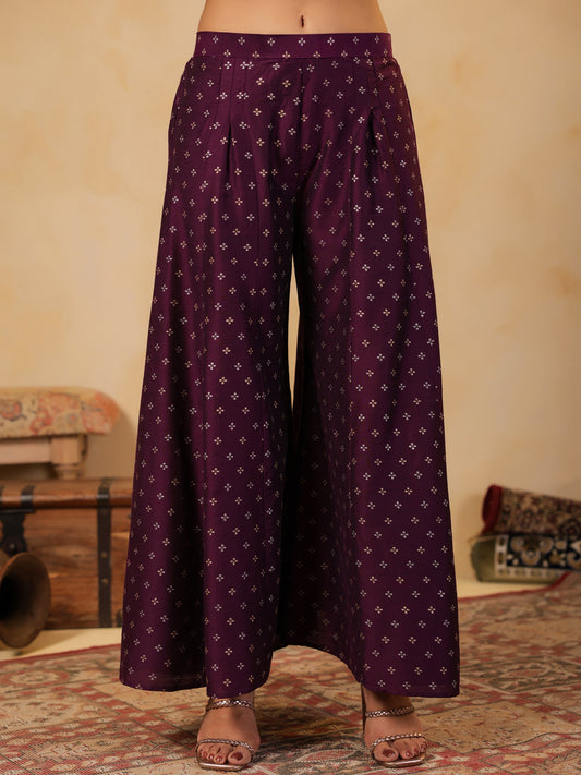 Span Purple Silk Palazzo