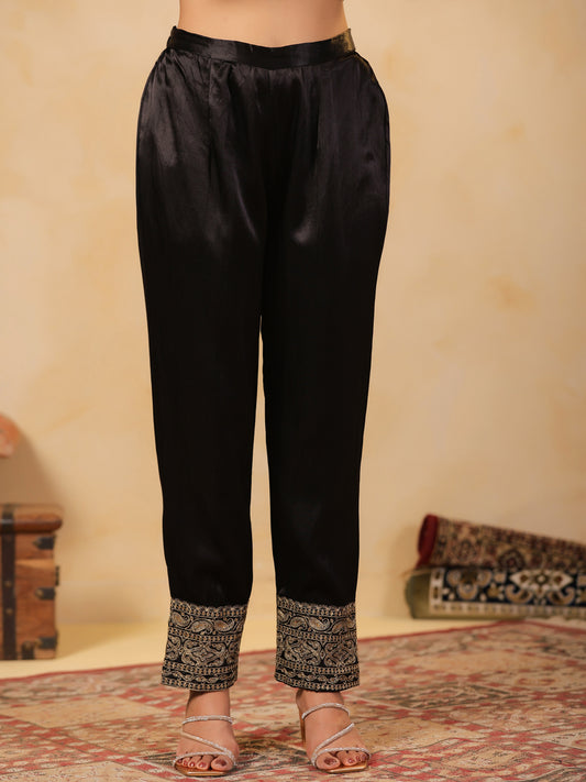Span Black Gazi Silk Pant