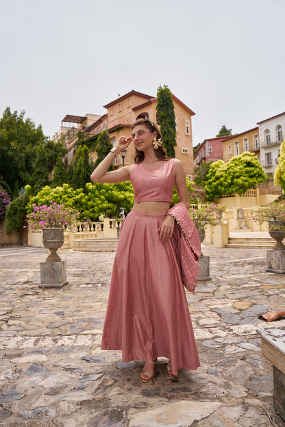 Pink V Neck Viscose 3PCS Set