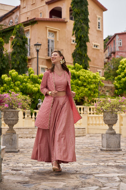 Pink V Neck Viscose 3PCS Set