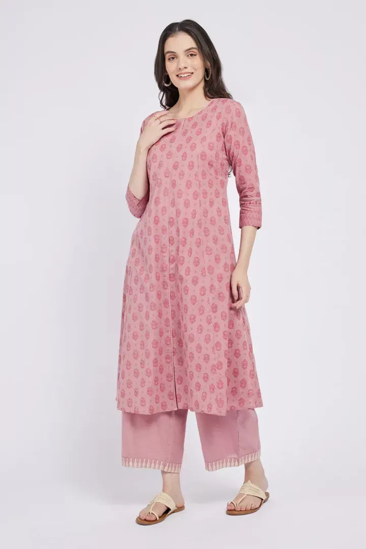 Span Pink Lavender Cotton Kurta