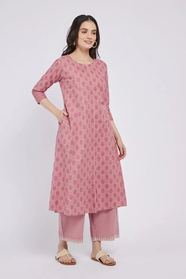 Span Pink Lavender Cotton Kurta