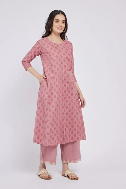 Span Pink Lavender Cotton Kurta