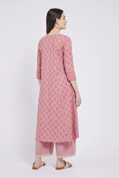 Span Pink Lavender Cotton Kurta