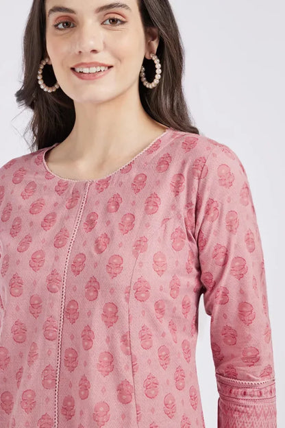 Span Pink Lavender Cotton Kurta