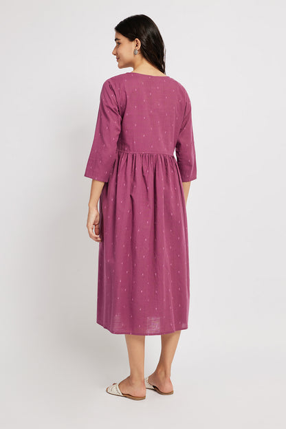 Span Purple V Neck Cotton Casual Kurta