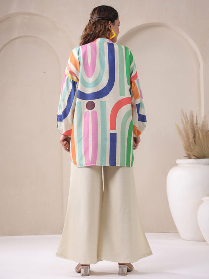 Ivory V-Neck Viscose Cord Set