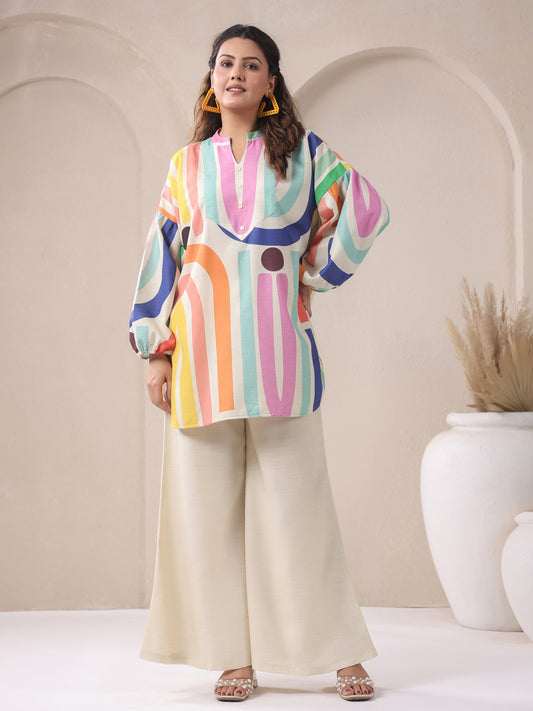 Ivory V-Neck Viscose Cord Set