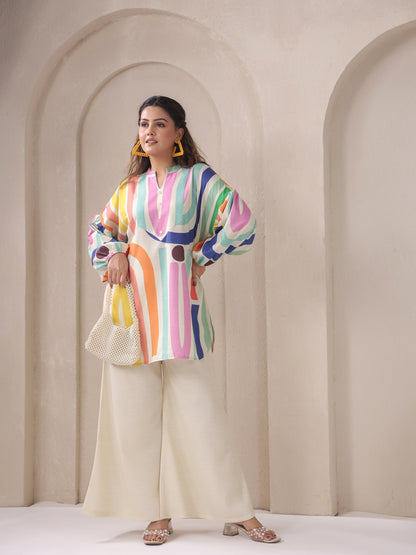 Ivory V-Neck Viscose Cord Set