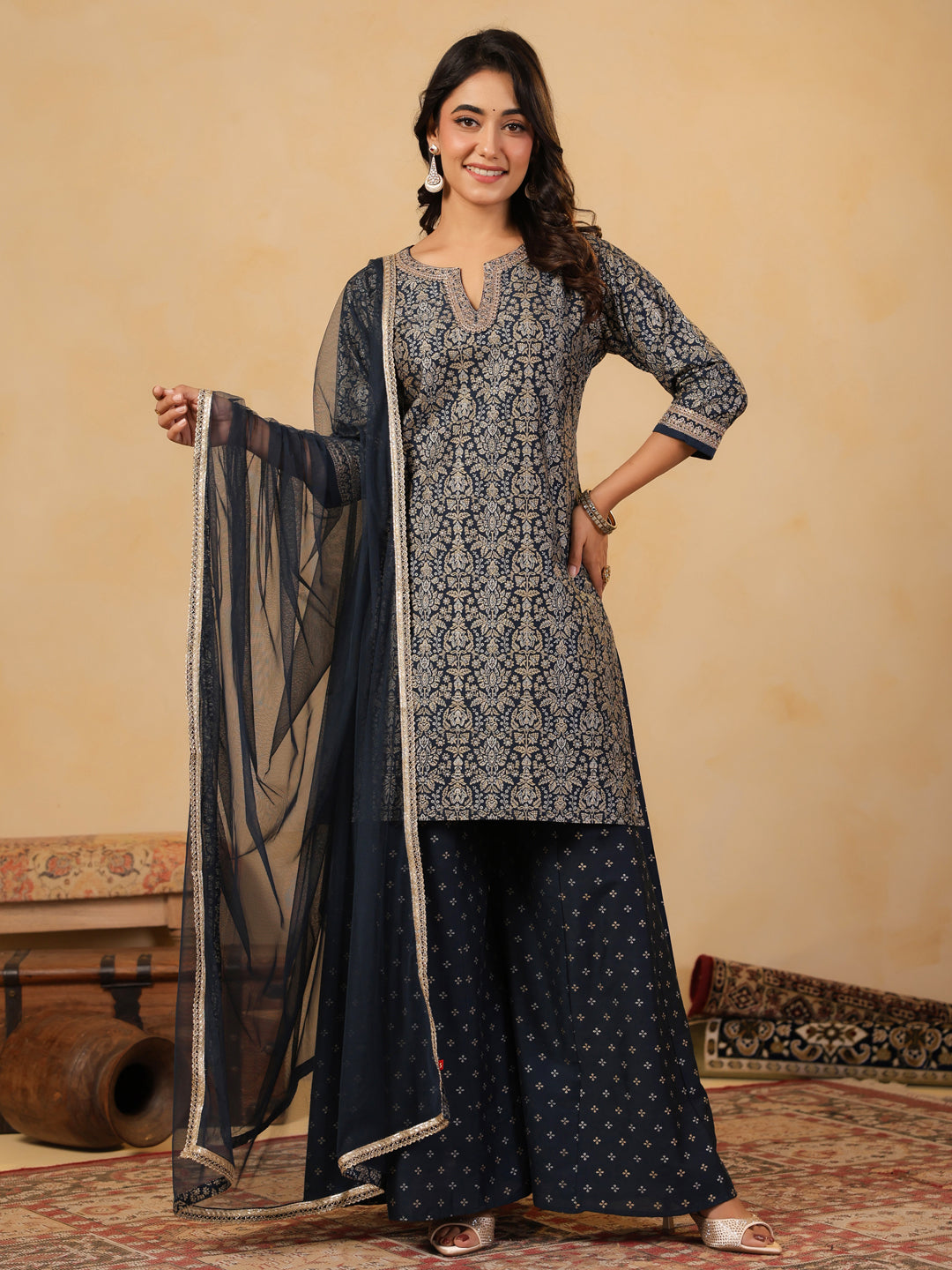Span Blue Net Festive Dupatta