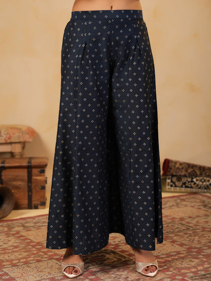 Span Blue Silk Palazzo