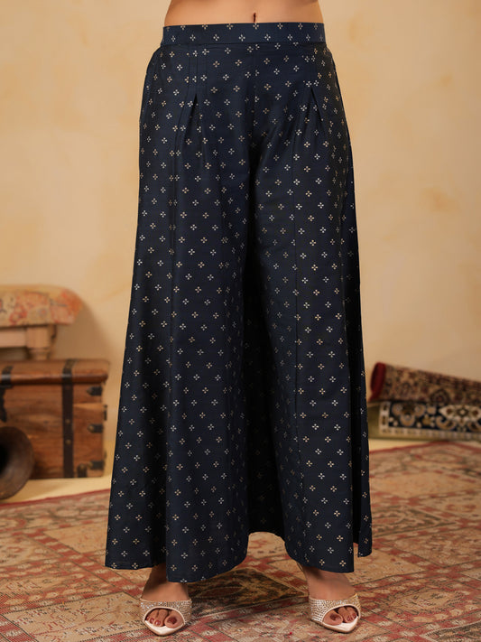 Span Blue Silk Palazzo