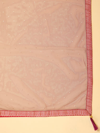 Span Pink Net Festive Dupatta
