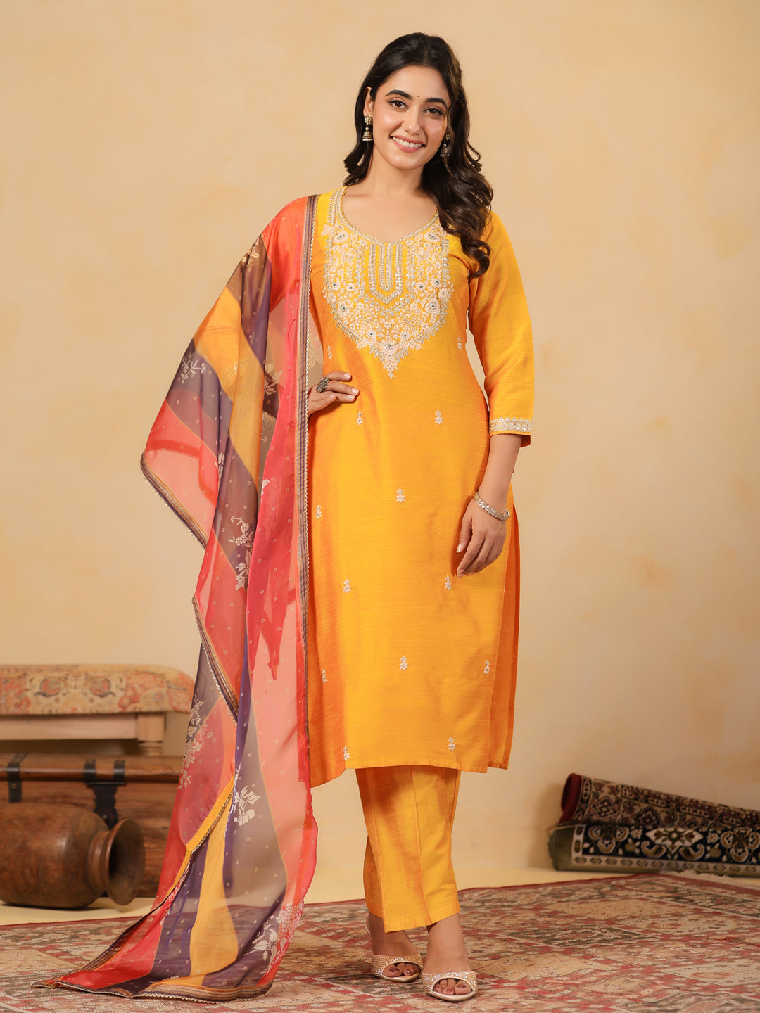 Span Yellow Cotton Festive Dupatta