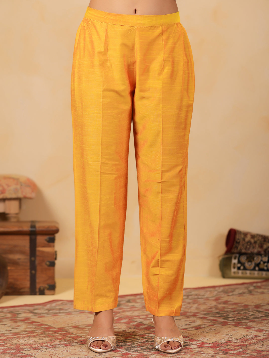 Span yellow Silk Festive Pant