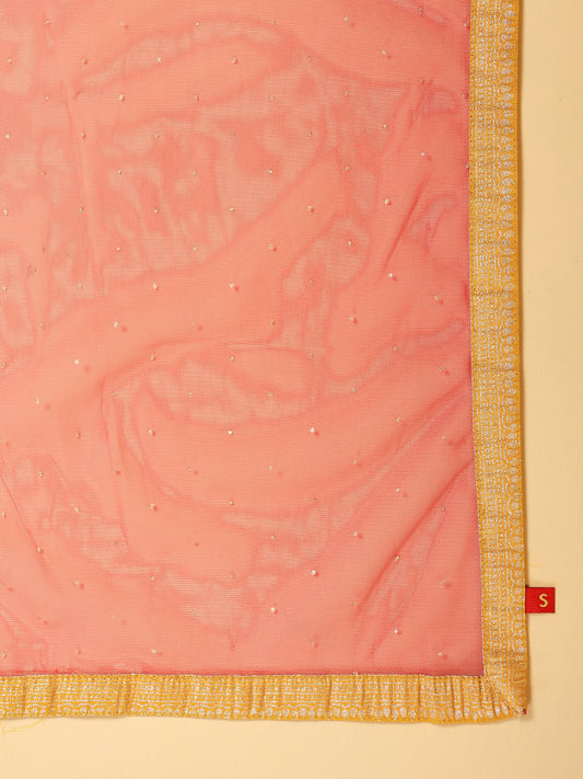 Span Pink Net Dupatta