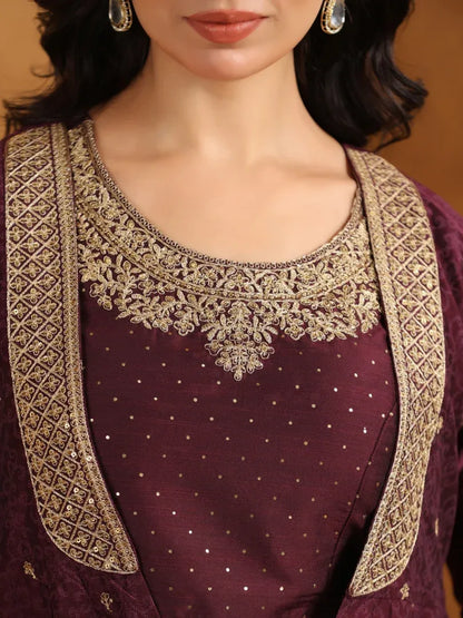 Span Wine Silk Festive 3PCS Set