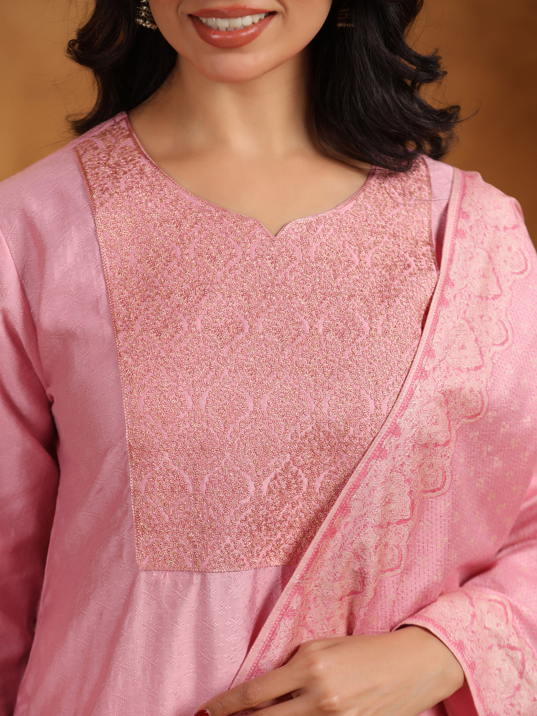Span Pink Viscose Festive Dupatta