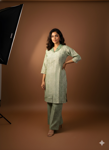 Green Collard Silk Cord Set